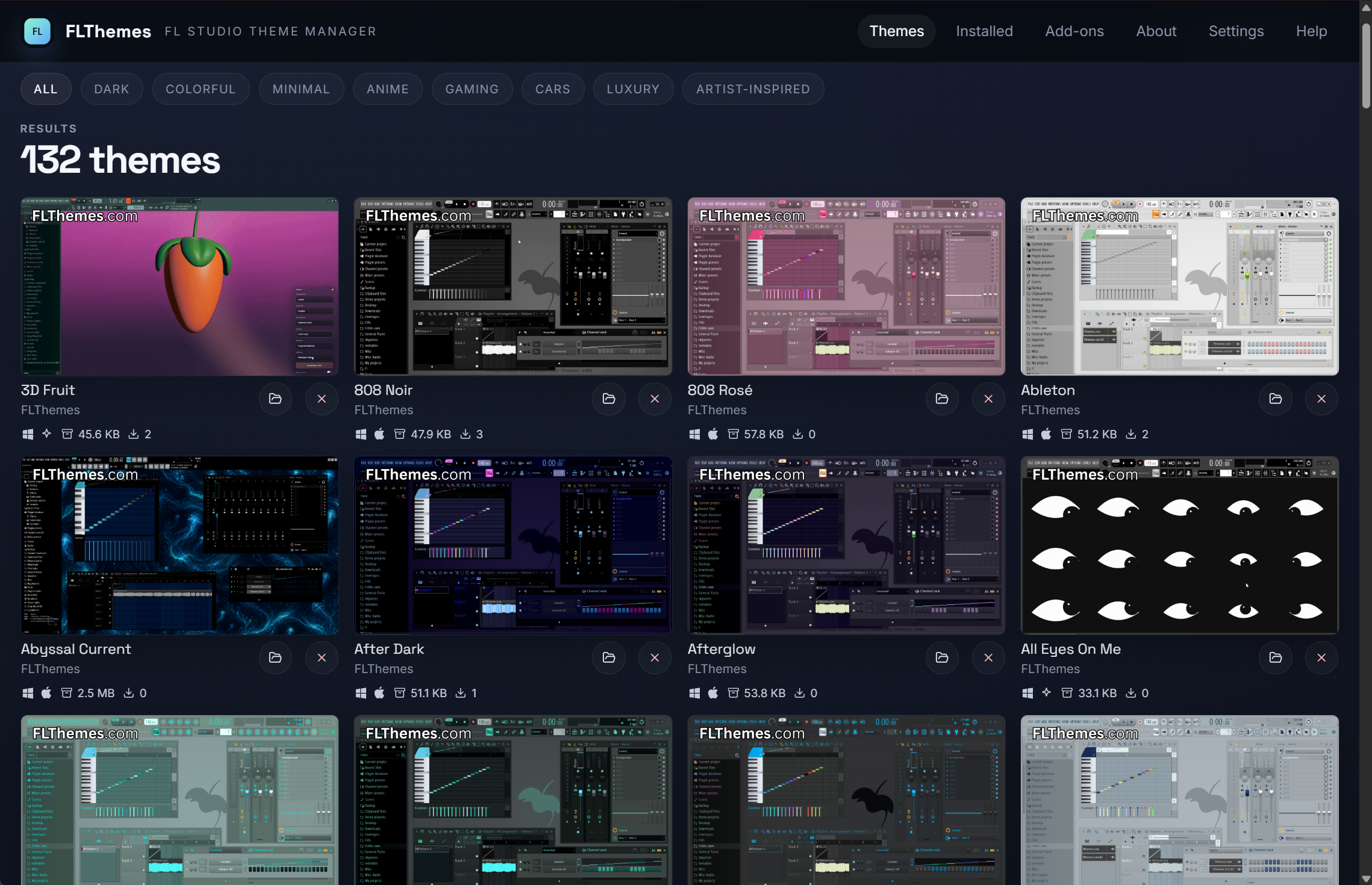 FLThemes Theme Manager app screenshot